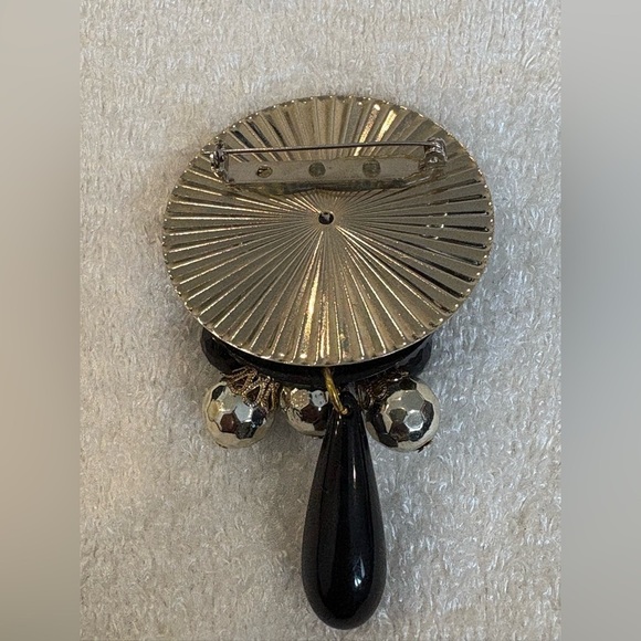 Vintage Art Deco Style Brooch Pin Black & Silver Glamour Unisex - Picture 9 of 10